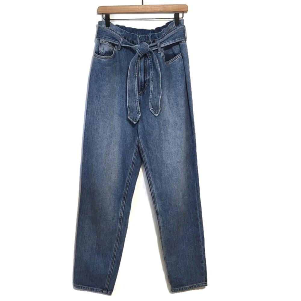 Joes Jeans The Brinkley High Rise Paperbag Tie Waist Straight Denim Jean Size 30 - Picture 2 of 14